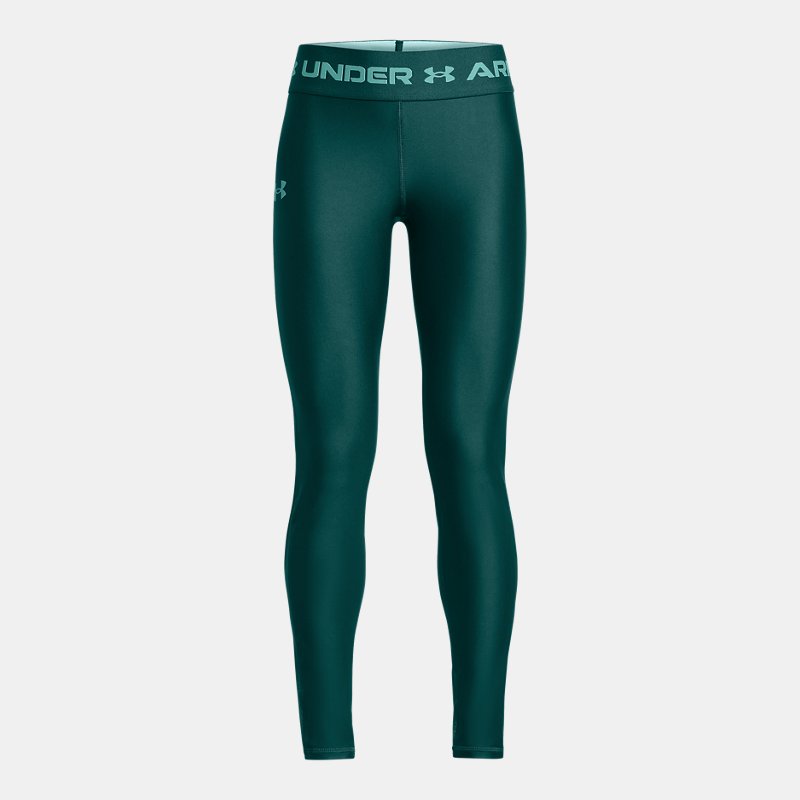 Under Armour Girls' HeatGear® Leggings Hydro Teal / Radial Turquoise YLG (59 - 63 in)